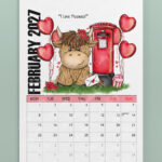 personalised colourful highland cow 2026 calendar