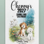personalised colourful doodle dogs 2026 calendar