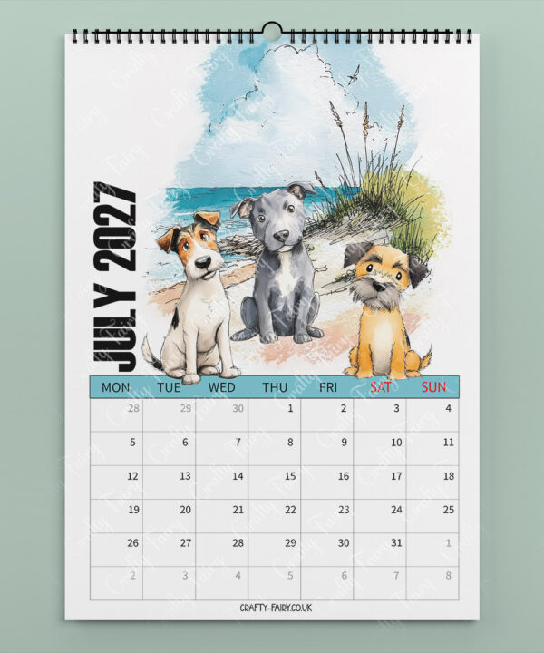 personalised colourful doodle dogs 2026 calendar