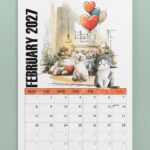 personalised colourful doodle cats 2026 calendar