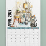 personalised colourful doodle cats 2026 calendar