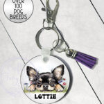 personalised cute dog face mdf keyring / bag tag lots of dog breeds