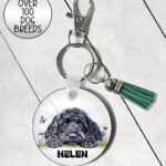 personalised cute dog face mdf keyring / bag tag lots of dog breeds