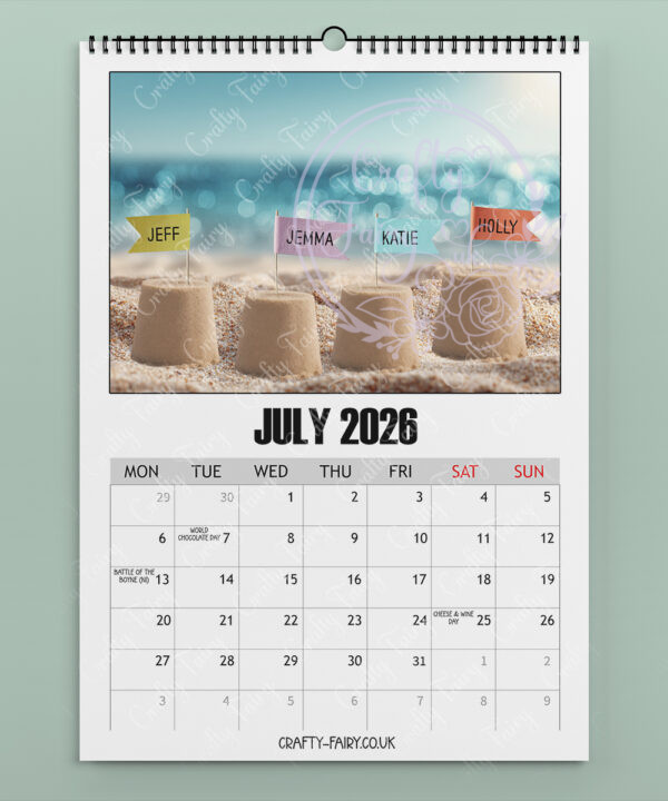 personalised family fun days 2026 calendar