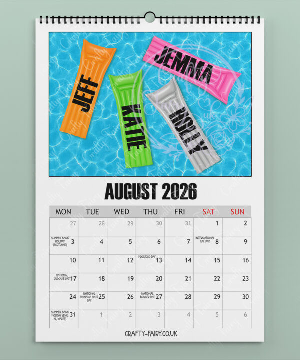 personalised family fun days 2026 calendar