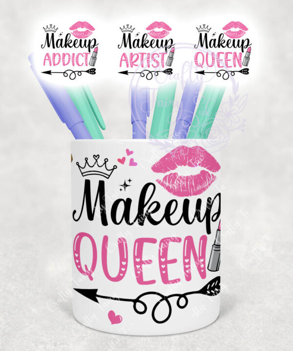 955 personalised pink makeup addict girl pen brush pot 3