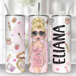 976 personalised love makeup girl pink tumbler 1
