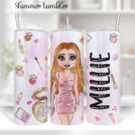 976 personalised love makeup girl pink tumbler 2