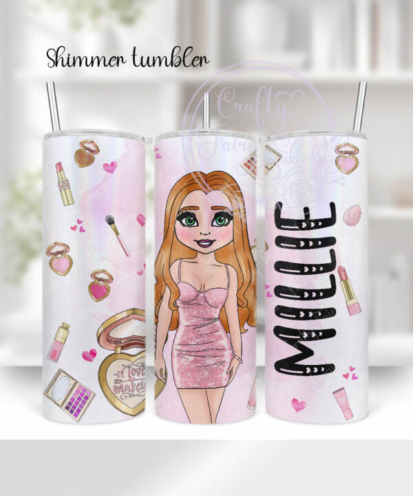 976 personalised love makeup girl pink tumbler 2