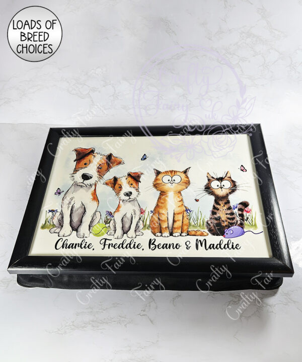 personalised doodle dogs & cats lap tray gift lots of breeds