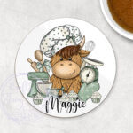 3541 personalised highland cow baker coaster 2