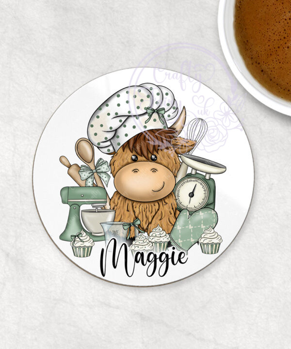 3541 personalised highland cow baker coaster 2