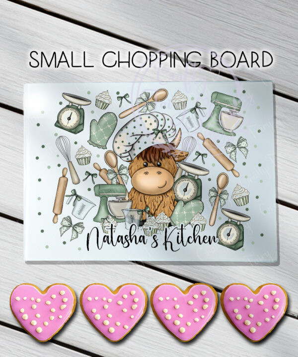 3544 personalised highland cow baker chopping board 2