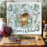 3544 personalised highland cow baker chopping board 3
