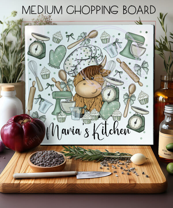 3544 personalised highland cow baker chopping board 3
