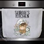 3546 personalised highland cow baker teatowel 1