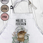 3547 personalised highland cow baker apron 2