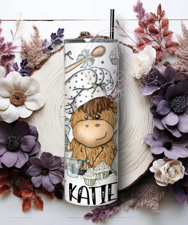 3548 personalised highland cow baker tumbler 3