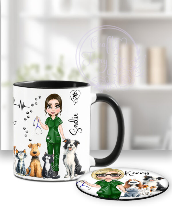 3567 personalised veterinary nurse mug coaster