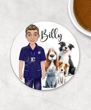 3574 personalised vet mens coaster gift 2