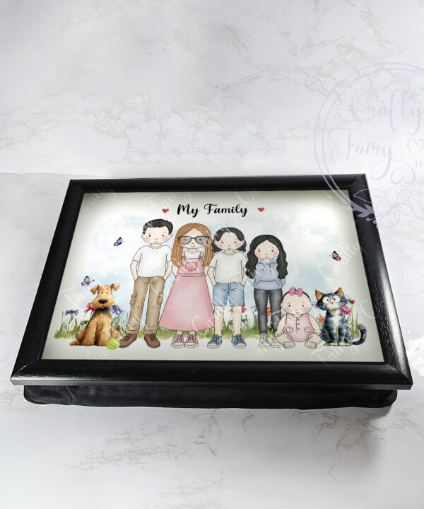 3587 personalised family cat dog lap tray 2