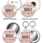 personalised colourful cocktails badge mirror or fridge magnet