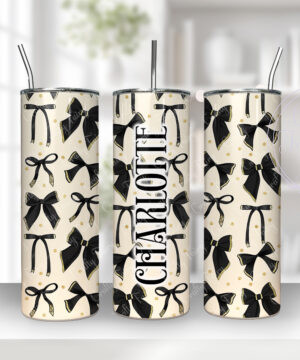 3598 personalised black bow tumbler 1
