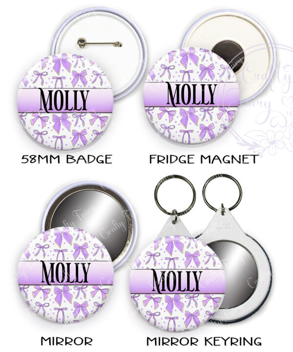 3599 lilac bows personalised keyring mirror 1