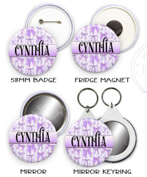 3599 lilac bows personalised keyring mirror 3
