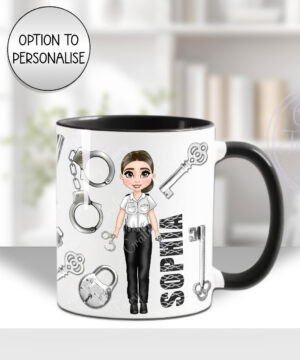 personalised female prison officer lady & keys mug gift