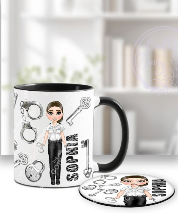 personalised female prison officer lady & keys mug gift