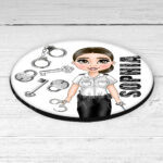 personalised female prison officer lady coaster gift