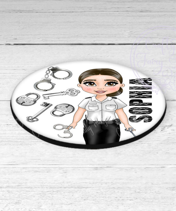 personalised female prison officer lady coaster gift