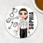 personalised female prison officer lady coaster gift
