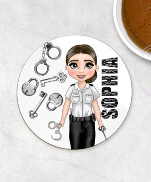 personalised female prison officer lady coaster gift