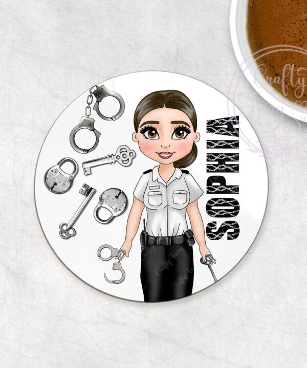 personalised female prison officer lady coaster gift