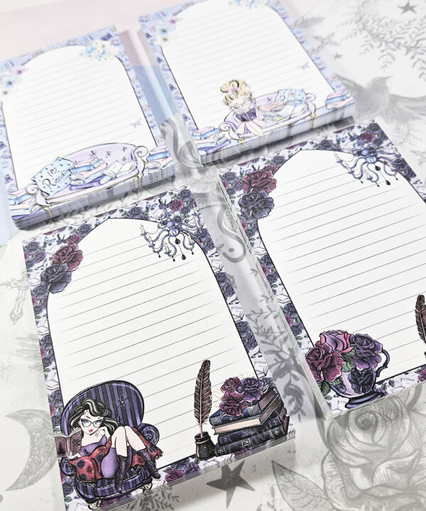 whimsical book lover bookish a6 memo notes to do list notepad stationery