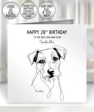3615 line art dog personalised birthday card 1