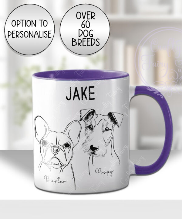 3616 personalised line art dog personalised mug 3