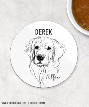 3617 personalised line art dog personalised coaster 1