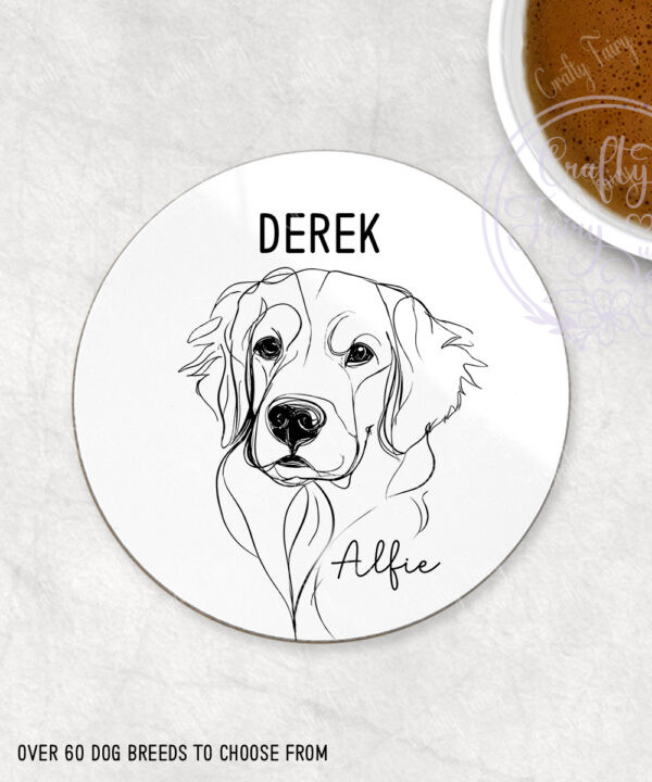 3617 personalised line art dog personalised coaster 1