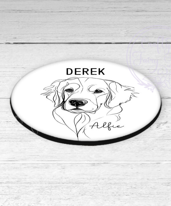 3617 personalised line art dog personalised coaster 2