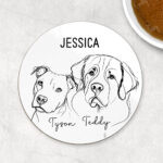 3617 personalised line art dog personalised coaster 3