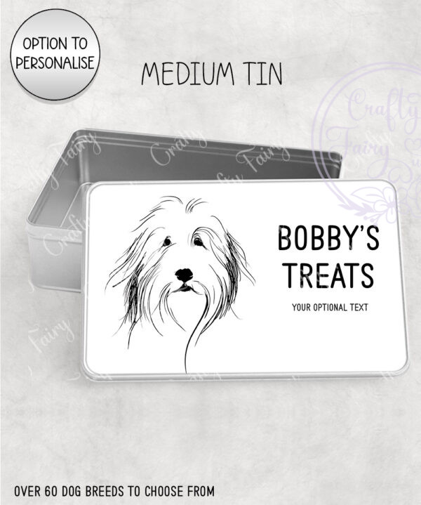 3623 personalised line art dog personalised treats tin 1