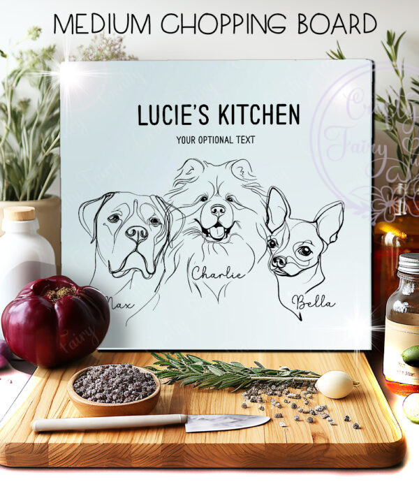 3624 personalised line art dog personalised chopping board 3