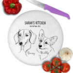 3625 personalised line art dog personalised chopping board 1