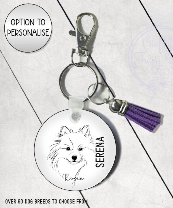 3626 personalised line art dog personalised keyring 1