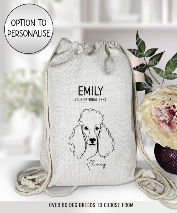 3627 personalised line art dog personalised drawstring bag 1