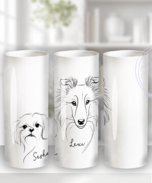 3629 personalised line art dog personalised vase 1