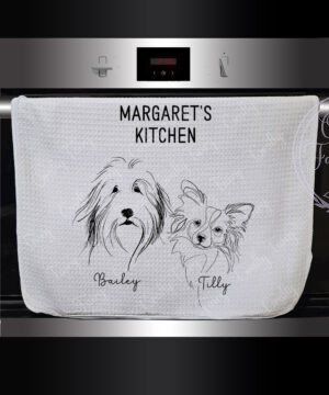 3630 personalised line art dog personalised kitchen tea towel 1